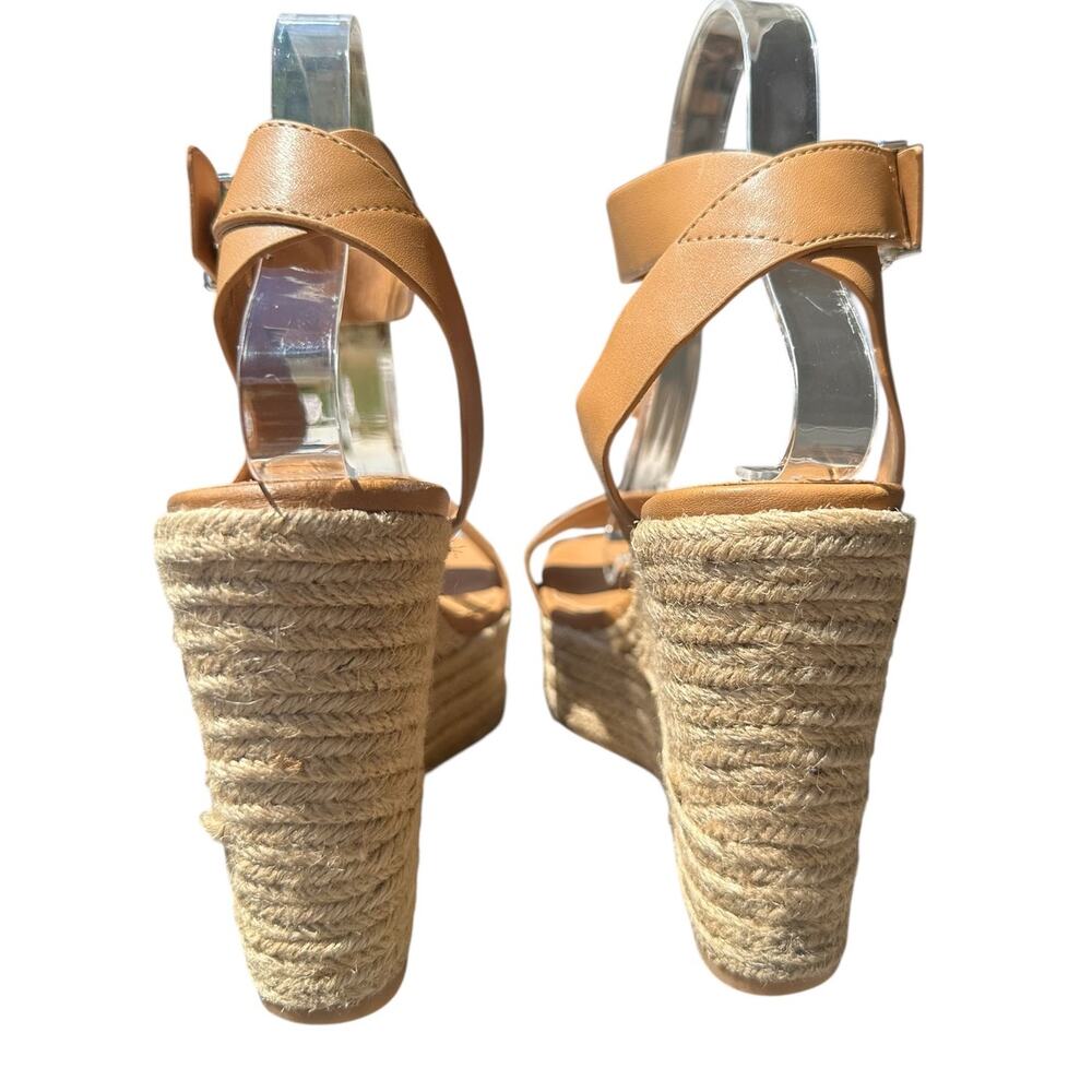 FOREVER 21 Tan Espadrilles Wedge Strap Strappy Heels‎ Womens Size 7.5 - Picture 6 of 8
